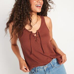 Old Navy Brick Lace Up Tank Top Summer Casual Trendy Detail